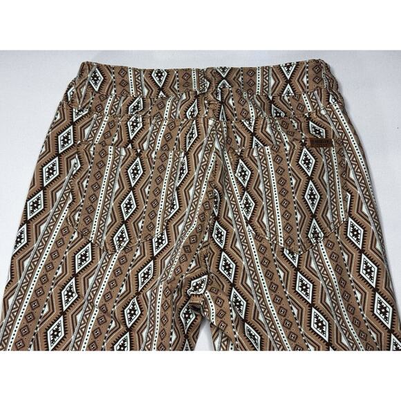 Rock & Roll Denim Womens Tan Aztec Print Bargain Button Flare Pants - Sz 25x33.5 - Picture 4 of 7